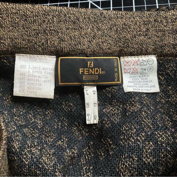 Vintage Fendi Maglia Skirt Merino Wool Rayon Pencil Leopard Animal Print Small - Picture 7 of 9